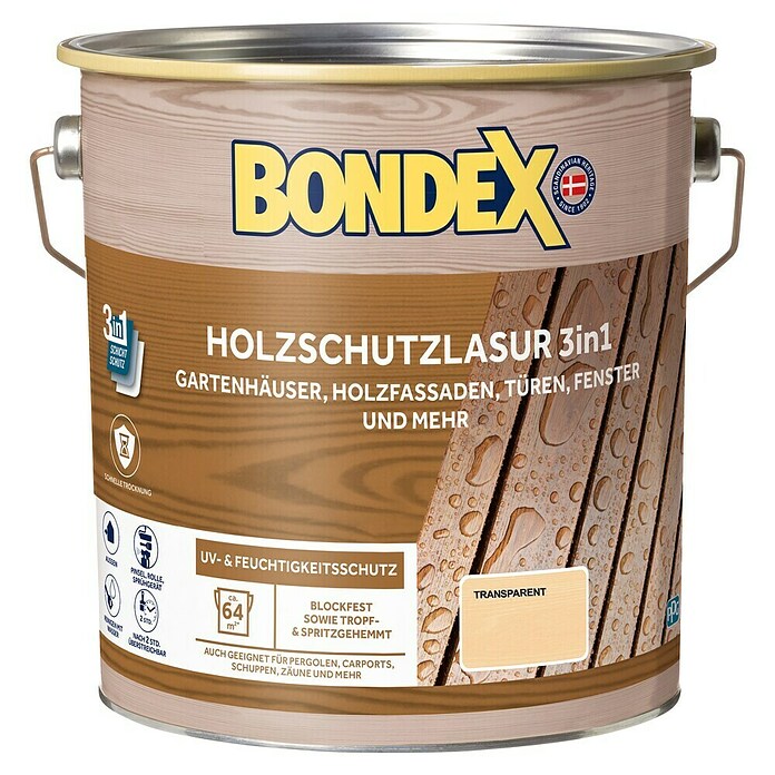 Bondex Holzschutzlasur 3in1 (Farblos, 4 l, Seidenmatt) | BAUHAUS