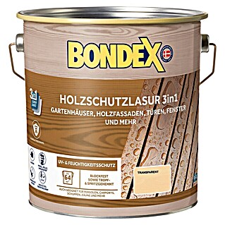 Bondex Holzschutzlasur 3in1 (Farblos, 4 l, Seidenmatt)