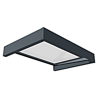 Palram – Canopia Pultvordach Sophia (120 x 80 x 17 cm, Anthrazitgrau, Farbe Dach: Klar)