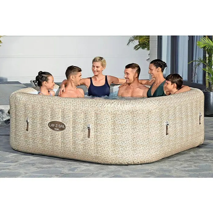 Bestway Lay-Z-Spa Mobil-Whirlpool Rome Air Jet - L x B x H: 201 x 201 x 71 cm, Beige, 1.180 l - Ein Lay-Z-Spa Whirlpool mit Familie. Entspannung pur im Lay-Z-Spa Rome, der Luxus und Komfort für unvergessliche Momente bietet.