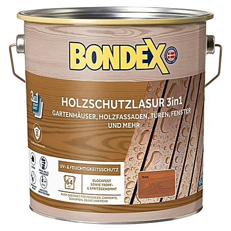 Bondex Holzlasur 3in1 (Teak, 4 l, Seidenmatt)