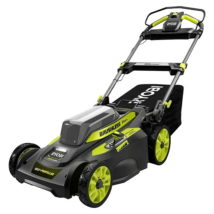 Ryobi Akku-Rasenmäher RY36LMX51A-160 - 36 V, 1 Akku, 6 Ah, Schnittbreite: 51 cm - Ein Ryobi 36V Lithium-Ionen Akku-Rasenmäher mit bürstenlosem Motor für effizientes Rasenmähen.