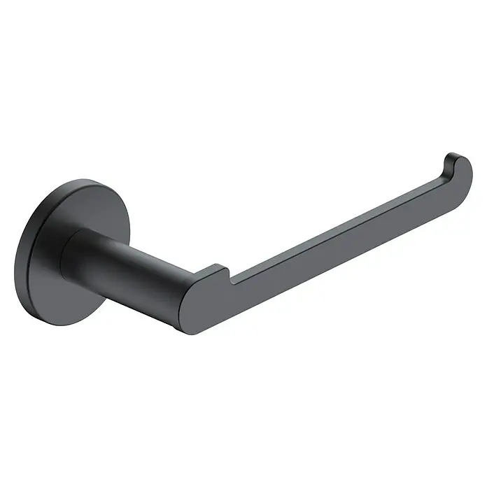 Camargue Lhotse Portarrollos papel higiénico - Sin tapa, Negro - Portarrollos de papel higiénico negro mate con base redonda y diseño abierto. Un accesorio de baño moderno y elegante.