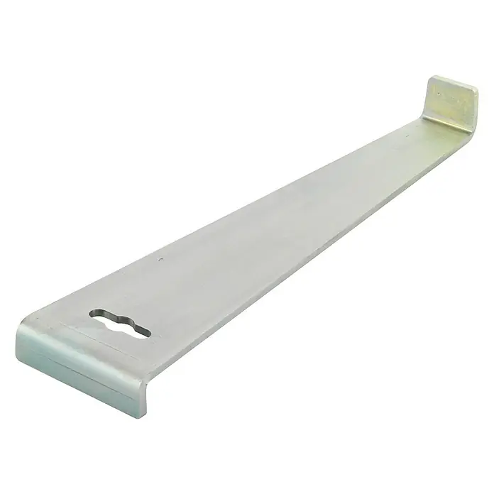 Wolfcraft Zugeisen - 310 x 25 x 15 mm, Metall - Metallwerkzeug mit zwei abgewinkelten Enden und einer Aussparung. Ein nützliches Werkzeug für verschiedene Anwendungen, robust und langlebig.