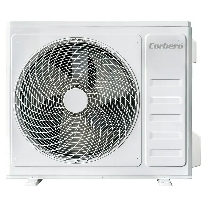 Corberó Aire acondicionado por conductos CCD36BORA - 10.550 W, 11.720 W, 71 m², Negro - Primer plano de un aire acondicionado Corberó blanco, destacando la refrigeración eficiente y el diseño moderno. Ideal para cualquier hogar.