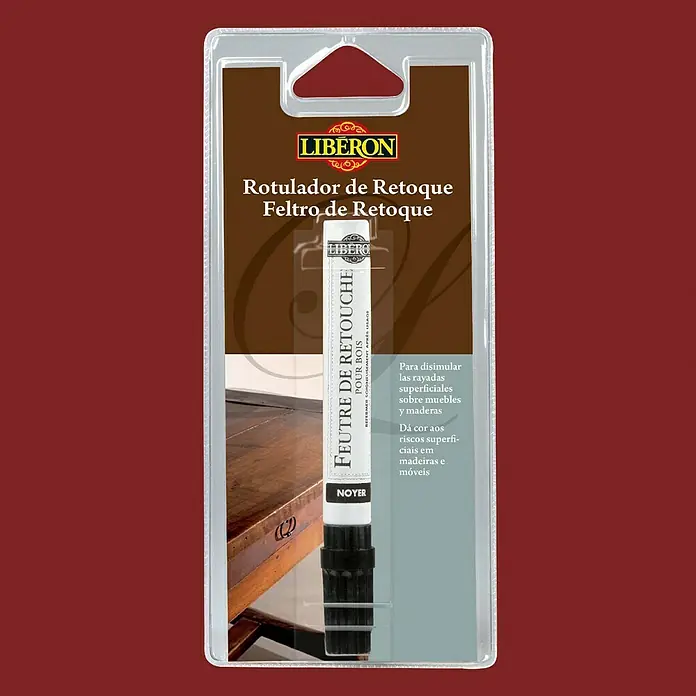 Libéron Rotulador de reparación - Cerezo claro/oscuro, 10 ml, Madera - Rotulador de retoque Liberon en color "Noyer" para reparar arañazos y daños en muebles y superficies de madera.