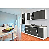 Respekta Premium Composición de cocina (Ancho: 280 cm, Con dispositivos eléctricos, Gris de alto brillo)