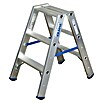 Krause Stabilo Stufen-Doppelleiter (Arbeitshöhe: 2,25 m, Anzahl Tritte: 2 x 3 Stufen, Tiefe Stufen: 80 mm, Aluminium)