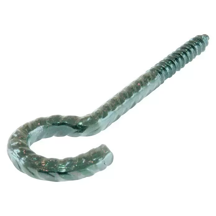 Suki Hembrilla abierta - Ø x L: 5,2 x 80 mm, Acero, Lacado, 4 ud., Negro - Señuelo de pesca blando verde oscuro, acanalado, con forma de gusano y purpurina.