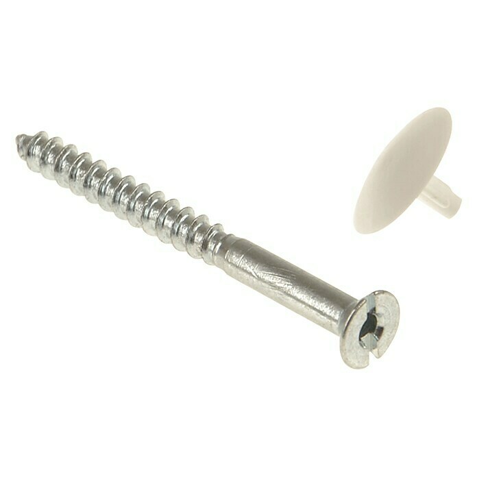 Stabilit Tornillo para madera con embellecedor (Ø x L: 4,5 x 35 mm, Galvanizado, 4 uds., Cabezal avellanado, Ranura)