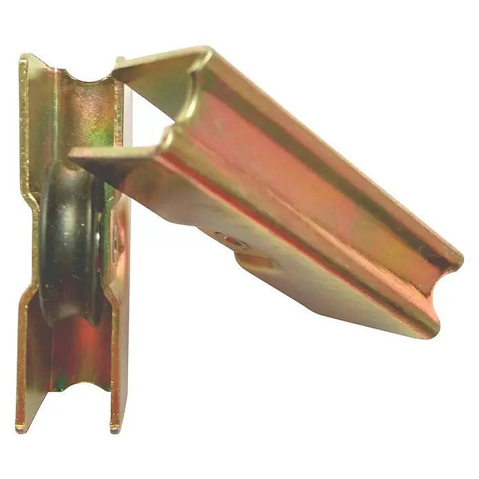 Cojinete de bolas metal 2-M - Diámetro: 20,2 mm, Ancho: 13 mm - La imagen muestra un rodillo dorado para puertas correderas, diseñado para permitir un movimiento suave en sistemas de puertas correderas.