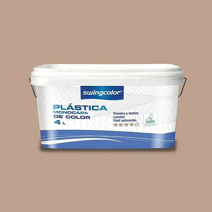 swingcolor Pintura para paredes - Duna, Mate, 4 l - Bote de pintura Swingcolor® Plástica Monocapa, 4L. Apto para paredes y techos, lavable y fácil de aplicar.