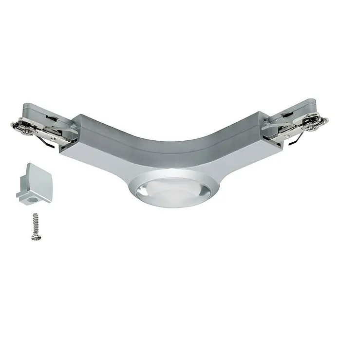 Paulmann URail L-Verbinder LED - L x B x H: 14,1 x 14,1 x 2,7 cm, Chrom matt - Silberner 90-Grad-Verbinder für Schienenstrahler, inklusive Endkappe und Schraube, für eine flexible Lichtgestaltung.