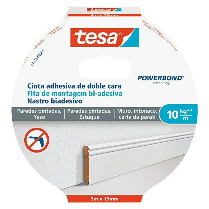 Tesa Powerbond Cinta de doble cara (L x An: 5 m x 1,9 cm)