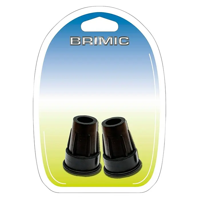 Micel Brimic Contera para bastón - Plástico - Imagen de un paquete de puntas para bastones BRIMIC. Están hechos de goma y diseñados para usarse con bastones.