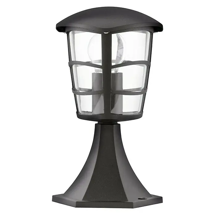 Eglo Aloria Sobremuro exterior - 60 W, Color del marco: Negro, 17 x 17 x 30 cm, Sin bombillas - Luz exterior negra estilo farol. Ideal para caminos de jardín y patios, proporciona iluminación ambiental en áreas exteriores.
