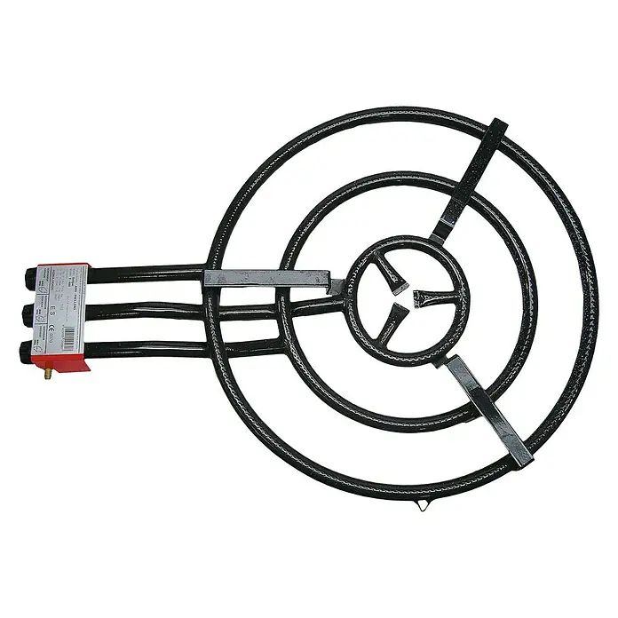 Quemador paellero T-600 - Diámetro: 60 cm - Quemador de gas de tres anillos de metal robusto, ideal para paella o wok. Perfecto para cocinar al aire libre y ollas grandes.