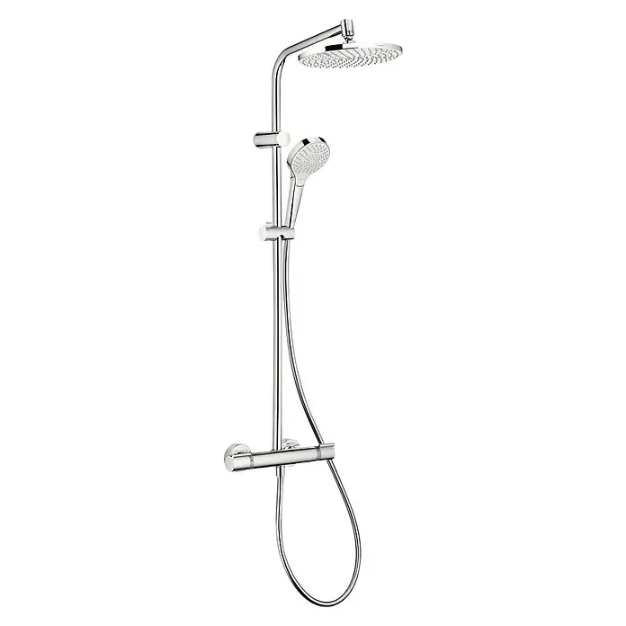 Hansgrohe Sistema de ducha MySelect S240 - Número de tipos de chorro: 3 ud., Cromo - Columna de ducha con rociador y ducha de mano. La grifería de ducha cromada es moderna y elegante. Ideal para el baño.