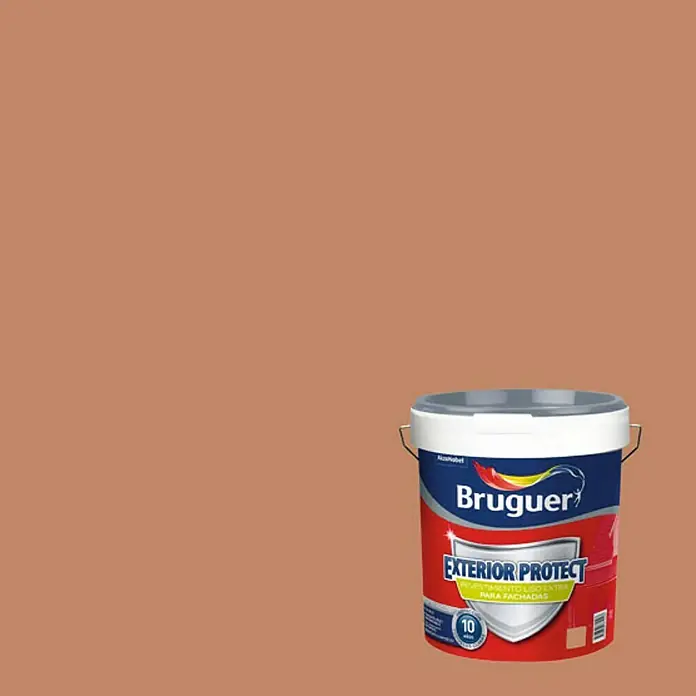 Bruguer Pintura para fachadas de acrilato puro Exterior Protect Extra - Marrón, 15 l - Pintura Bruguer Exterior Protect para fachadas, pintura exterior duradera con protección contra la intemperie.
