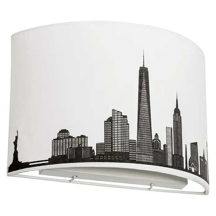 Schuller Aplique de pared Skyline - 60 W, L x An x Al: 10 x 28 x 19 cm, Blanco, E27 - Lámpara de pared blanca con diseño del horizonte de Nueva York. Aporta iluminación elegante y un toque urbano.