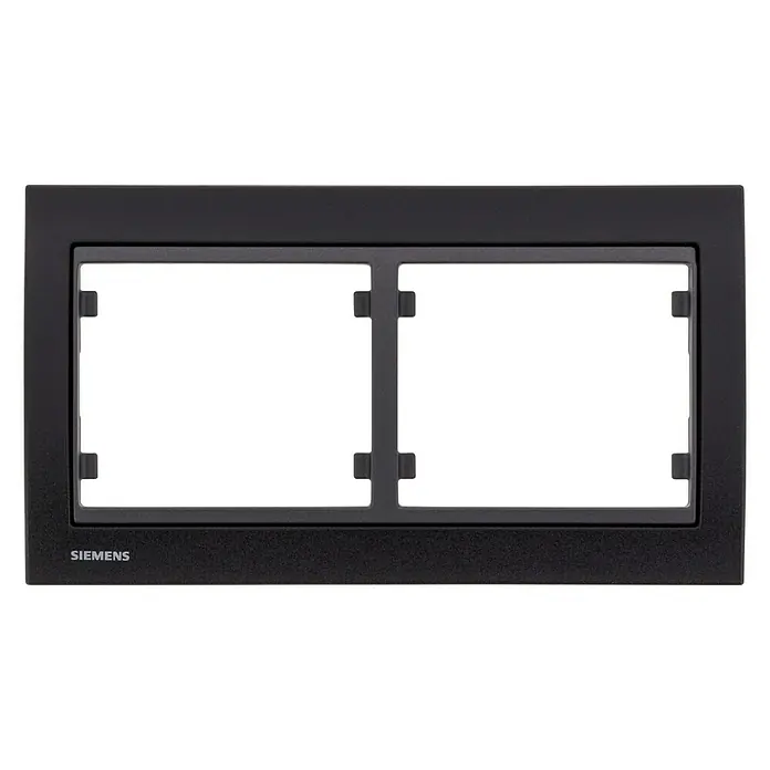 Siemens Delta Iris Marco - Negro, Modelo de mecanismos: x 2, Aluminio, Colocar - Marco doble negro Siemens para interruptores y enchufes, elegante y funcional para interiores modernos.