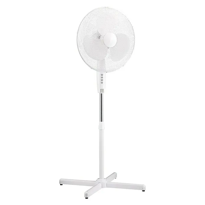Houston Ventilador de pie 50113 BH - Blanco, 40 cm, 120 cm - Ventilador de pie blanco con rejilla redonda y base en forma de X, ideal para refrescar cualquier estancia.