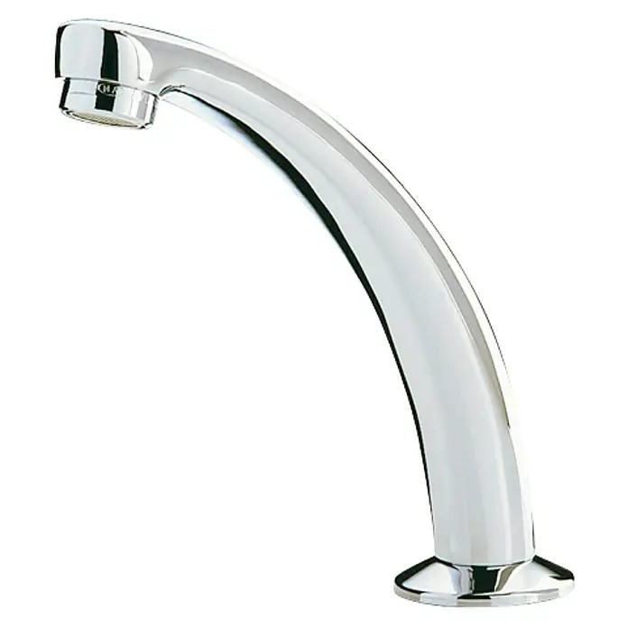Caño giratorio para grifo de pedal - Largo: 130 mm - Grifo cromado curvo y brillante con diseño moderno para lavabos, perfecto para baños y cocinas elegantes, añadiendo elegancia.