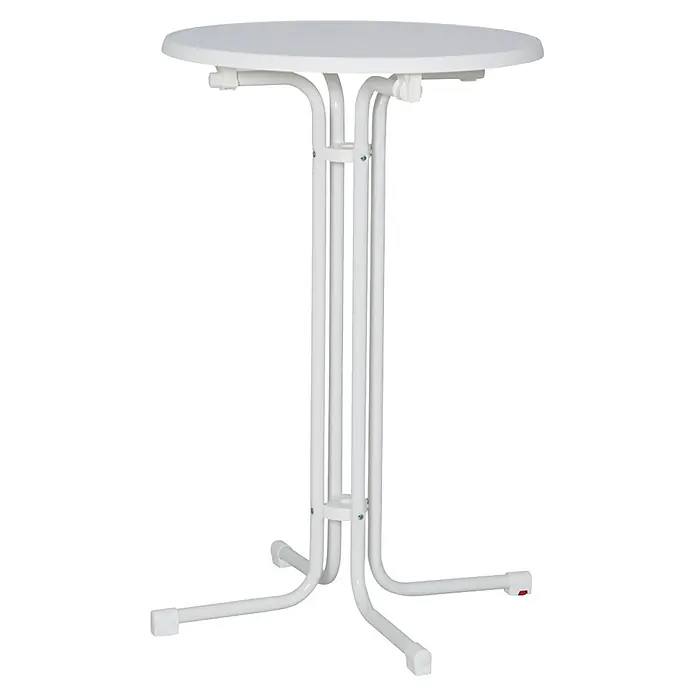MFG Garten-Stehtisch rund - Ø x H: 70 x 110 cm, Polypropylen, Klappbar, Weiß - Moderner Stehtisch mit runder, weißer Tischplatte und einem schlanken, weißen Metallgestell. Ideal für Partys und Veranstaltungen.