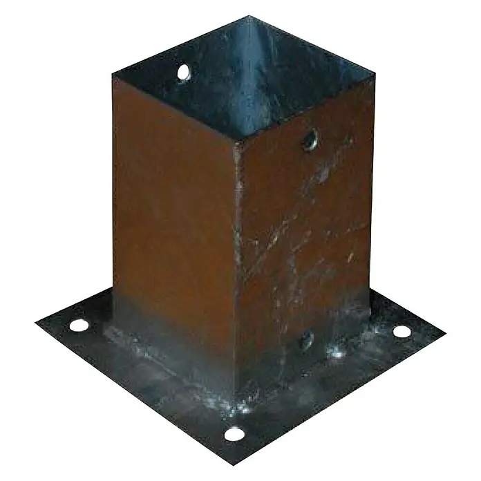 Andrewex Aufschraubhülse - 9 x 9 cm - Metallpfostenfuß: Robuster, galvanisierter Stahl Pfostenträger mit quadratischer Grundplatte für eine sichere Befestigung von Holzpfosten.