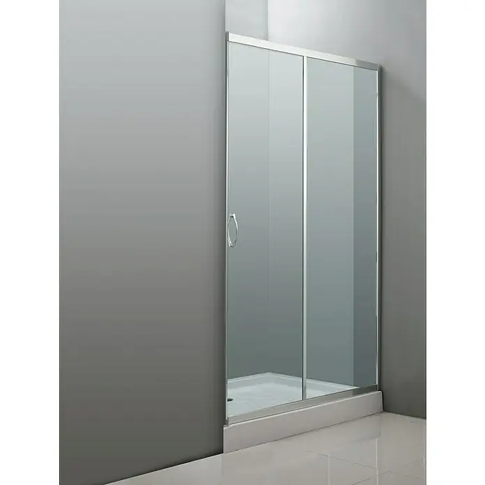 Mampara de ducha frontal Jade - 120 x 195 cm, Espesor de vidrio: 4 mm, Cromo - Elegante cabina de ducha con puertas correderas y marco cromado para un diseño de baño moderno.