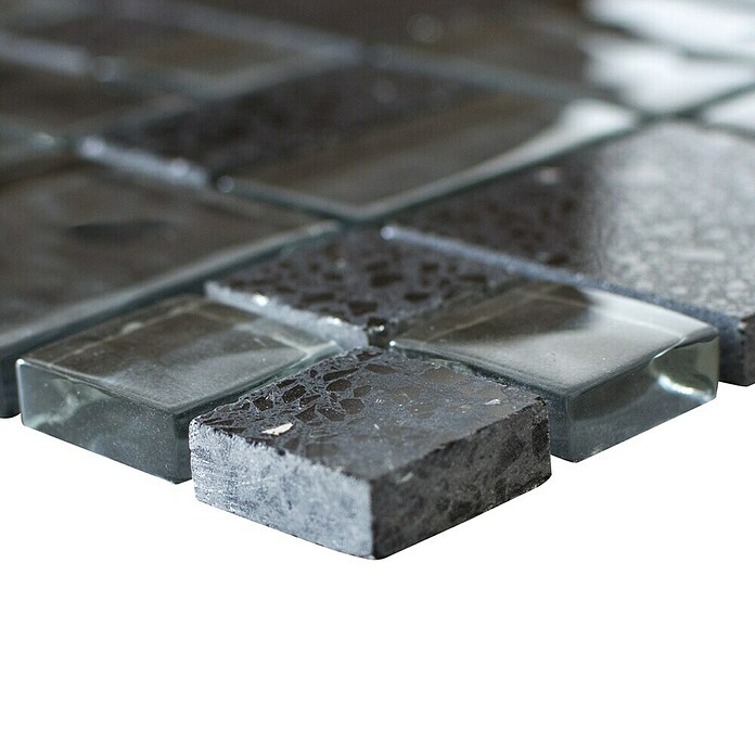 Mozaïektegel Crystal Mix XCM K989 (29,8 x 29,8 cm, Zwart, Glanzend)