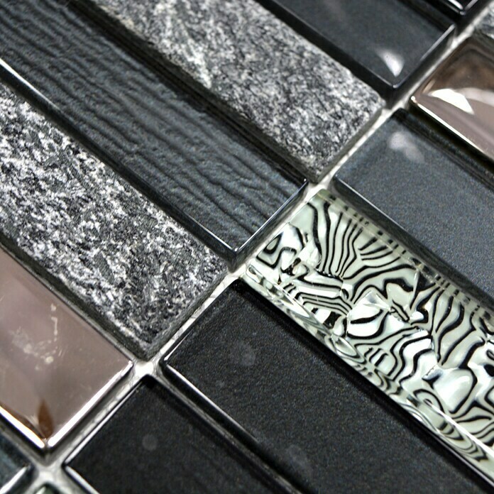 Mosaikfliese Rechteck Crystal Mix NIGHT 88X (29,8 x 29,8 cm, Schwarz, Glänzend)
