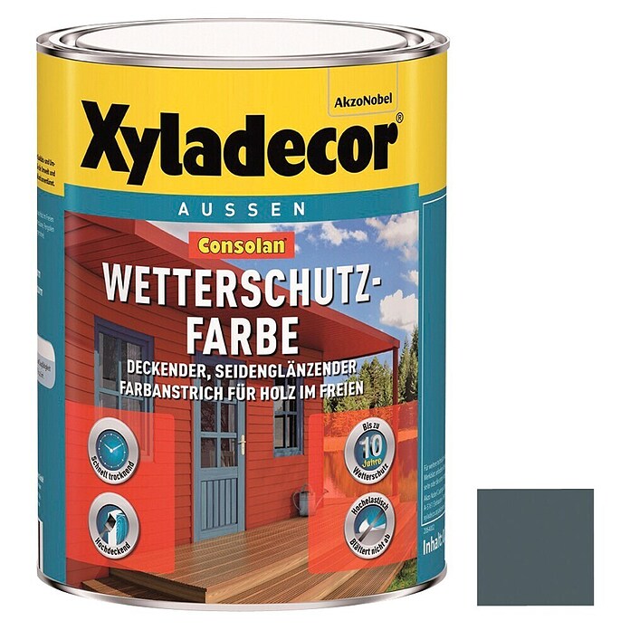 Xyladecor Wetterschutzfarbe Consolan (Anthrazitgrau, Seidenglänzend, 750 ml, Wasserbasiert)