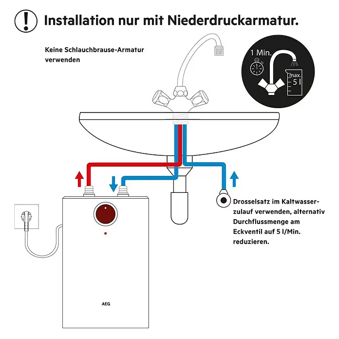 AEG Kleinspeicher HUZ 5 Öko Drop Stop5 l, Temperaturbereich: +35 °C bis +85 °C