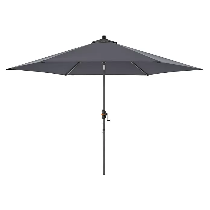 Doppler Marktschirm rund myZone Auto Tilt - Anthrazit, Durchmesser Bespannung: 305 cm - Dunkelgrauer Sonnenschirm mit quadratischem Schirm und Kurbel.