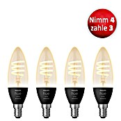 Philips Hue Set LED-Lampe Filament Classic White Ambiance (E14, 350 lm, 2.200 K - 4.500 K, 4 Stk.) | BAUHAUS