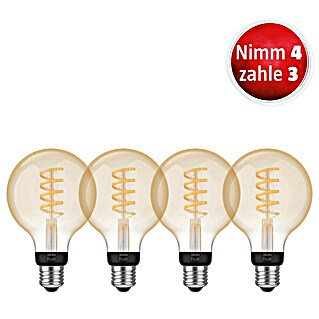 Philips Hue Set Smart-LED-Lampe White Ambiance Filament (E27, Dimmbar, Warmweiß, 550 lm, 7 W, 4 Stk.)