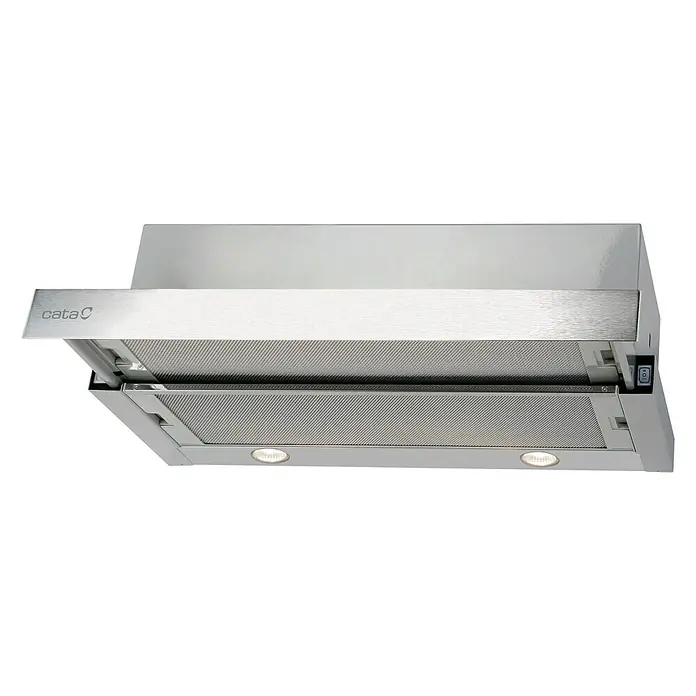 Cata Campana extensible TF2003 - Ancho: 60 cm, 390 m³/h, Acero inoxidable - Primer plano de una campana extractora de acero inoxidable de Cata, diseñada para un ambiente de cocina moderno.