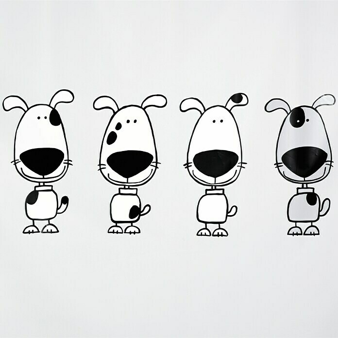 Spirella Cortina de baño Peva Beagle (An x Al: 180 x 200 cm, Negro/blanco)