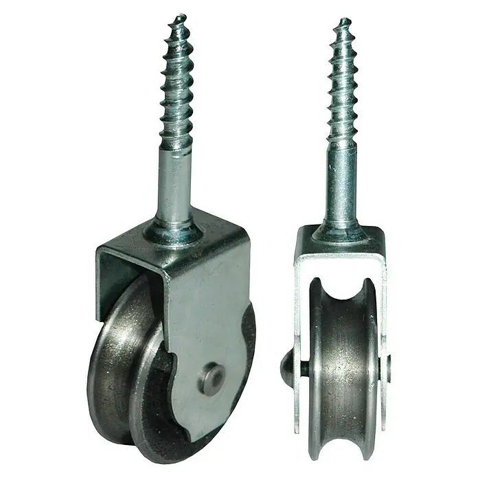 HBS Betz Seilrolle - Typ: Vogelseilrolle, Stahl, Traglast: 15 kg, Durchmesser: 25 mm, 2 Stk. - Zwei Rollen mit Schraube zur Befestigung, ideal für Schiebetüren oder Fenster, für einen reibungslosen Lauf.