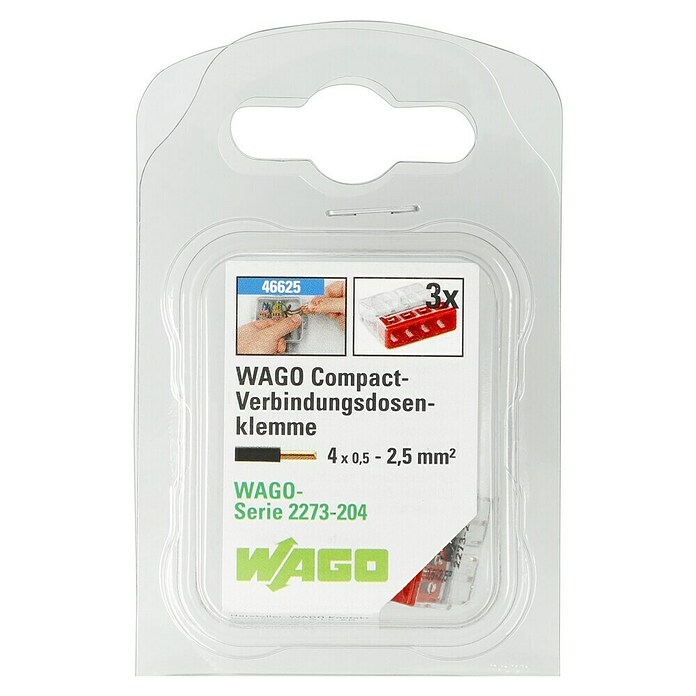 Wago Compact Dosenklemme (Anzahl Leiter: 4, 0,5 - 2,5 mm², 3 Stk.)