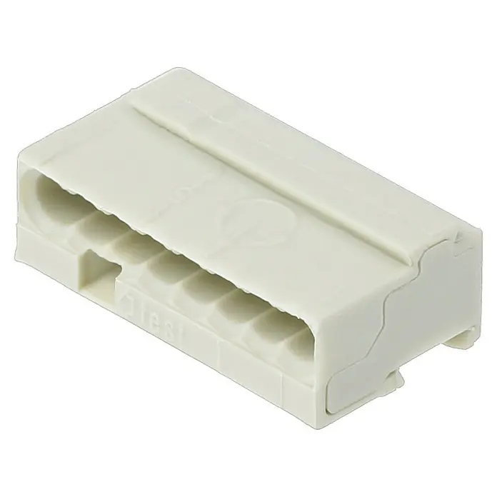 Wago Steckklemme Micro 243-308 - Anzahl Leiter: 8 Stk., Querschnitt: 0,6 mm² - 0,8 mm², 10 Stk. - Das Bild zeigt eine weiße Steckverbindung für elektronische Komponenten, die eine sichere und zuverlässige Verbindung gewährleistet.