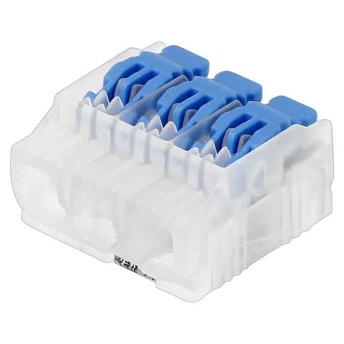 Ideal Hebelklemme Gen II - Anzahl Leiter: 3 Stk., 4 mm², 40 Stk. - Der abgebildete Wago 221-413 Verbindungsklemmenblock bietet zuverlässige und einfache elektrische Verbindungen für verschiedene Anwendungen.