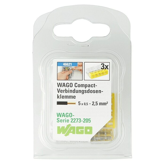 Wago Compact Dosenklemme (Anzahl Leiter: 5, 0,5 - 2,5 mm², 3 Stk.)