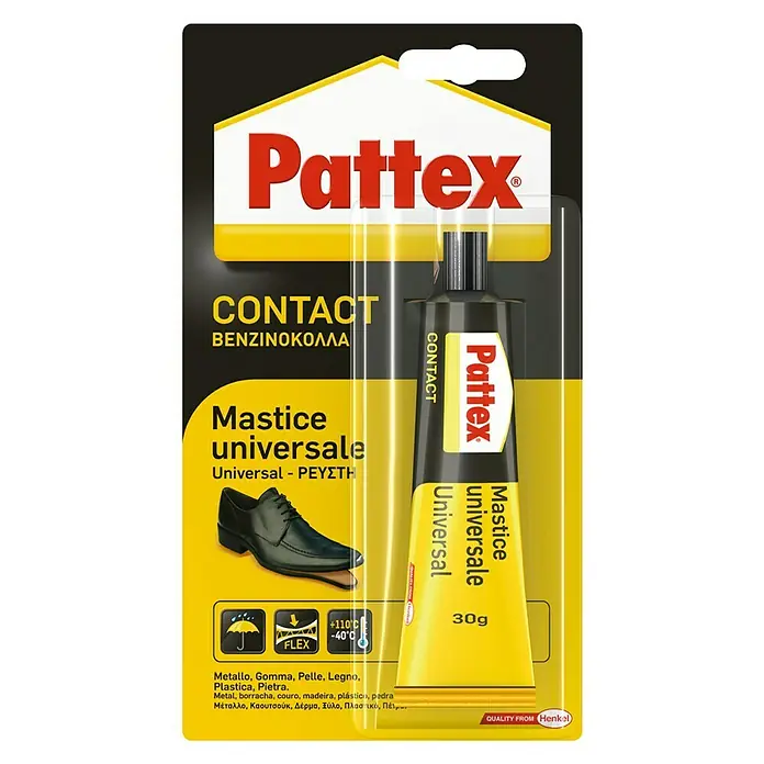 Pattex Adhesivo de contacto Blister - Listo para su uso - Imagen del producto del adhesivo universal Pattex Contact en un tubo de 30g, ideal para diversos materiales y aplicaciones.
