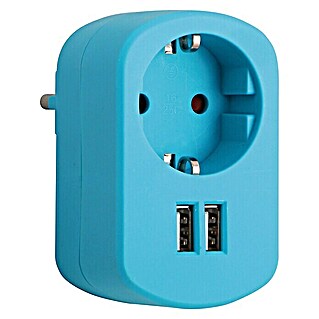 Simon Adaptador USB Combi (Azul caribe, 2 conexiones USB)