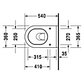 Duravit Starck 3 Wand-WC (Ohne WC-Sitz, Ohne Beschichtung, Tiefspüler, Montageeigenschaft: Verdeckt, Weiß)