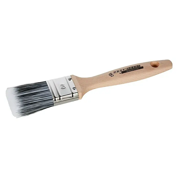 Profi Depot by Storch-Ciret Lackierpinsel - Breite Borsten: 40 mm, Holz, Stärke Borsten: 9 mm - Pinsel mit Holzgriff und Borsten. Der Pinsel ist für Farbaufträge konzipiert und trägt das Logo „Profi Depot“.