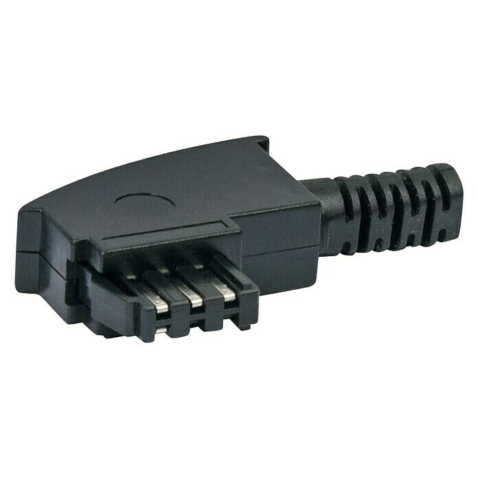 Schwaiger Stecker TAE/NTAE-N Stecker (6P4C), Schwarz Front View