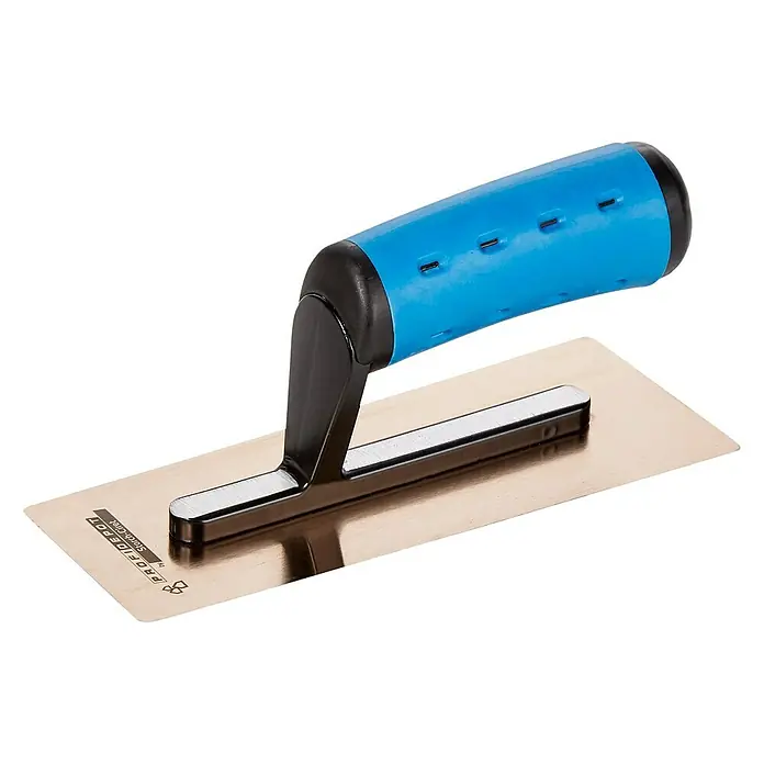 Profi Depot by Storch-Ciret Venezianische Glättkelle Ergo - 20 x 8 cm - Glättkelle mit blauem Griff und glatter, rechteckiger Klinge. Ideal für Bauarbeiten und Heimwerkerprojekte.